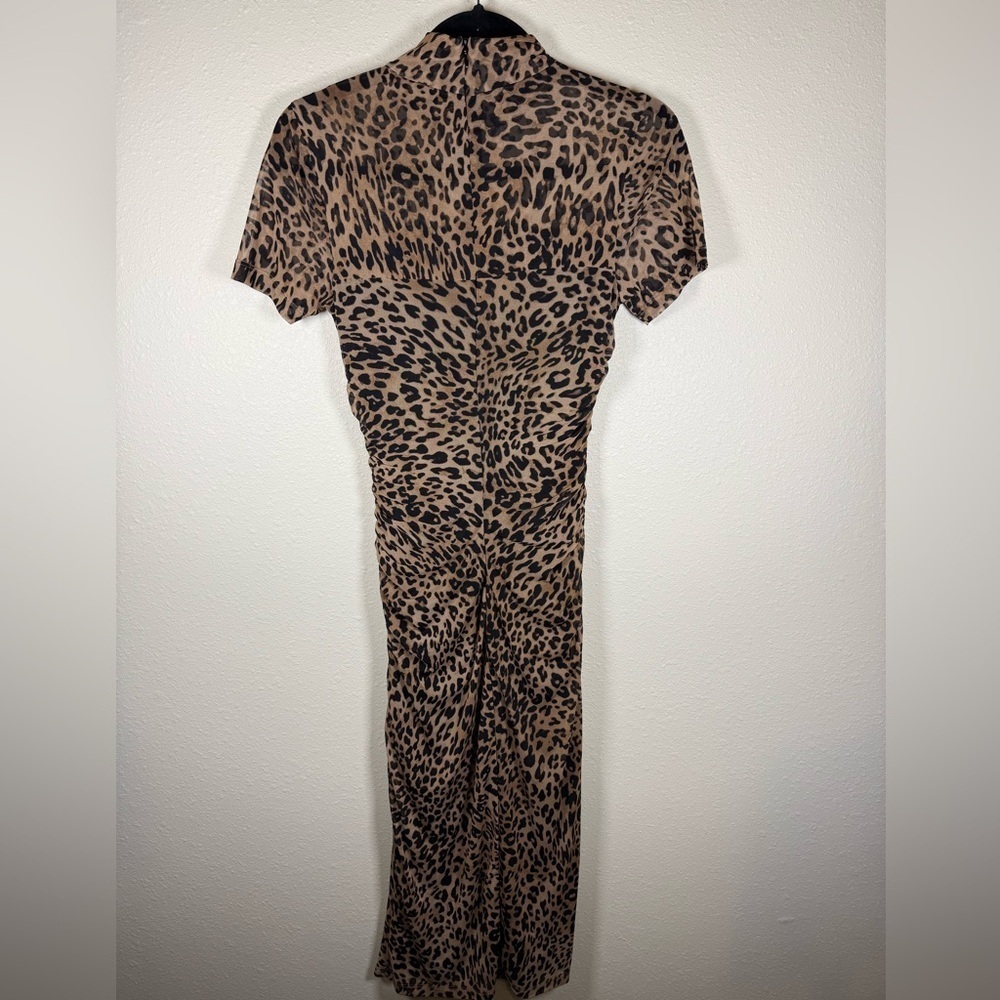 Bar 111 Womens Animal Print Mock-Neck Midi Dress Small Ruched Bodycon Stretch - Picture 6 of 10